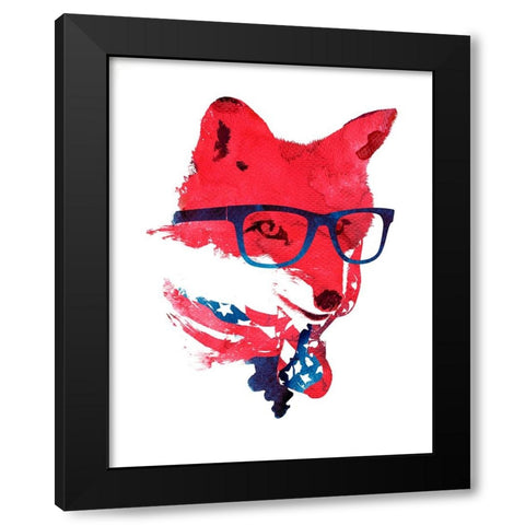 American Fox Black Modern Wood Framed Art Print by Farkas, Robert