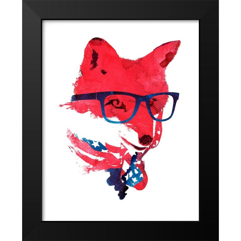 American Fox Black Modern Wood Framed Art Print by Farkas, Robert
