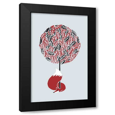 Cherry Tree Fox Black Modern Wood Framed Art Print with Double Matting by Farkas, Robert