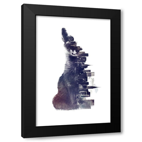 Fox From The City Black Modern Wood Framed Art Print with Double Matting by Farkas, Robert