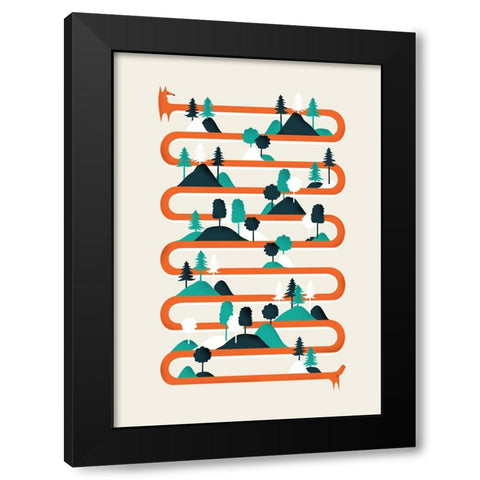 Foxy Stripes Black Modern Wood Framed Art Print by Farkas, Robert