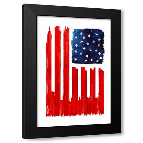 Stars And Buildings Black Modern Wood Framed Art Print with Double Matting by Farkas, Robert