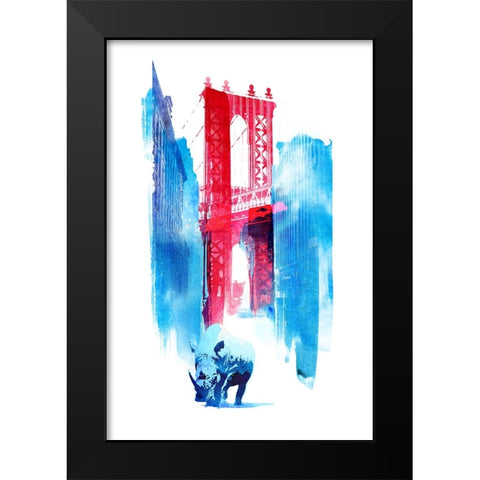 Manhattan Bridge Black Modern Wood Framed Art Print by Farkas, Robert