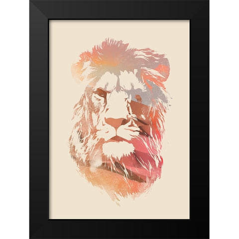 Desert Lion Black Modern Wood Framed Art Print by Farkas, Robert