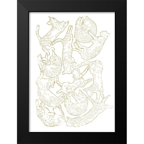 11 Sleeping Cat Black Modern Wood Framed Art Print by Farkas, Robert