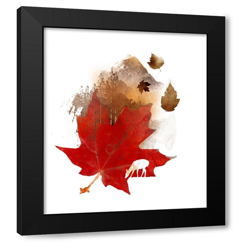 Autmn Leaf Black Modern Wood Framed Art Print by Farkas, Robert
