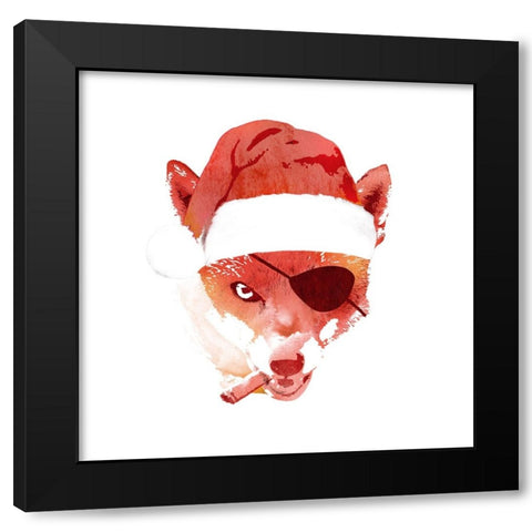Bad Santa Fox Black Modern Wood Framed Art Print with Double Matting by Farkas, Robert