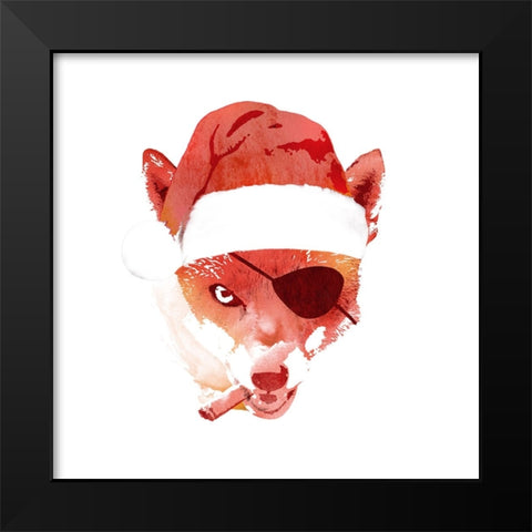 Bad Santa Fox Black Modern Wood Framed Art Print by Farkas, Robert
