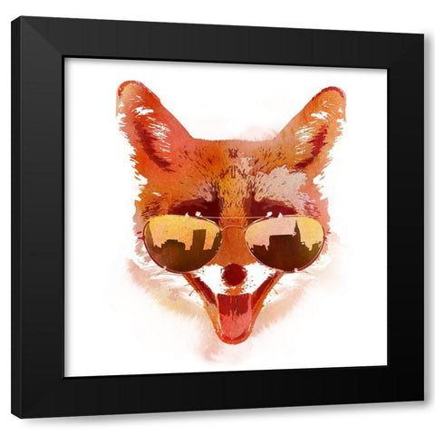 Big Town Fox Black Modern Wood Framed Art Print by Farkas, Robert