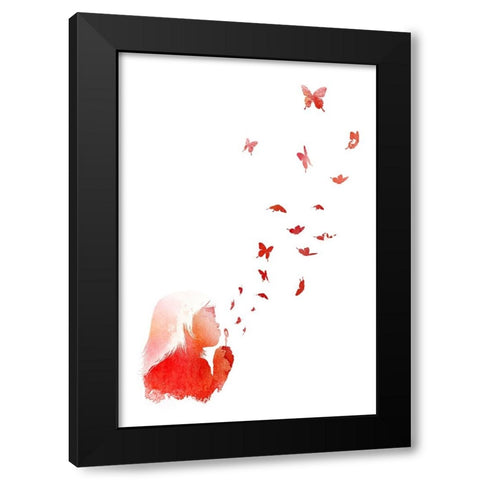 Blowing Butterflies Black Modern Wood Framed Art Print by Farkas, Robert