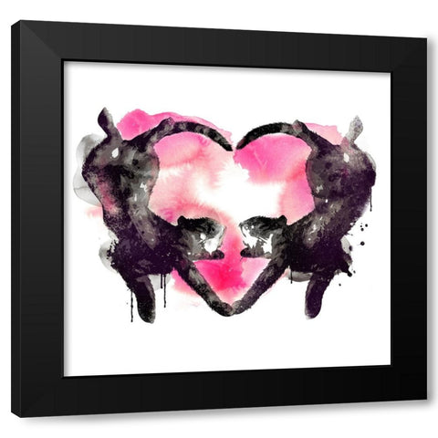 Cat Love 2 Black Modern Wood Framed Art Print with Double Matting by Farkas, Robert