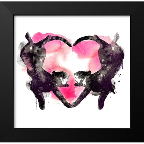Cat Love 2 Black Modern Wood Framed Art Print by Farkas, Robert