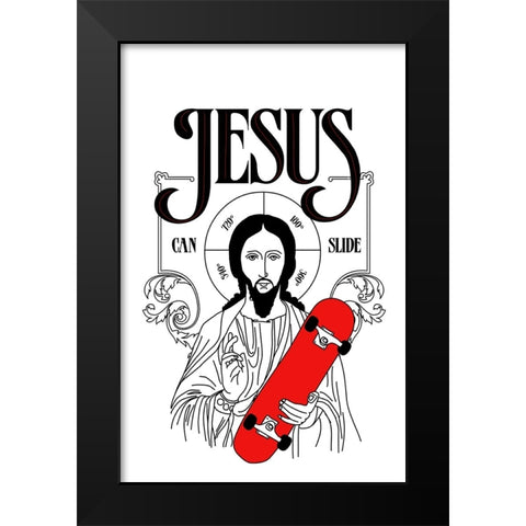 Jesus Can Slide Black Modern Wood Framed Art Print by Farkas, Robert