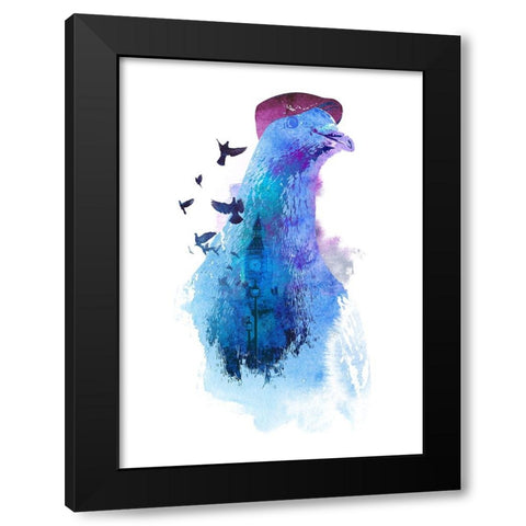 Pigeon Of London Black Modern Wood Framed Art Print by Farkas, Robert