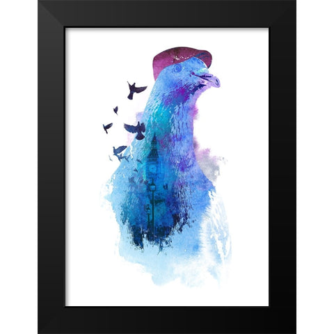 Pigeon Of London Black Modern Wood Framed Art Print by Farkas, Robert