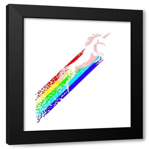 Pixel Unicorn Black Modern Wood Framed Art Print with Double Matting by Farkas, Robert