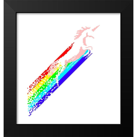 Pixel Unicorn Black Modern Wood Framed Art Print by Farkas, Robert