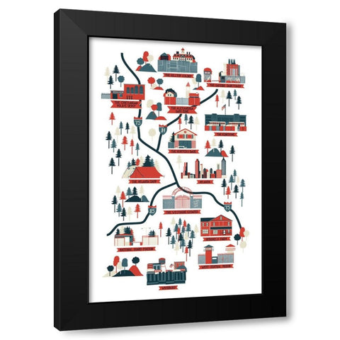 The Walking Dead Map Verb Black Modern Wood Framed Art Print with Double Matting by Farkas, Robert