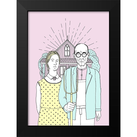 American Gothic Pop Black Modern Wood Framed Art Print by Farkas, Robert
