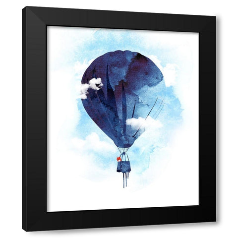 Bye Bye Baloon Black Modern Wood Framed Art Print by Farkas, Robert