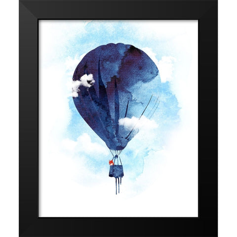 Bye Bye Baloon Black Modern Wood Framed Art Print by Farkas, Robert