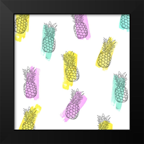 Funky Ananas Black Modern Wood Framed Art Print by Farkas, Robert