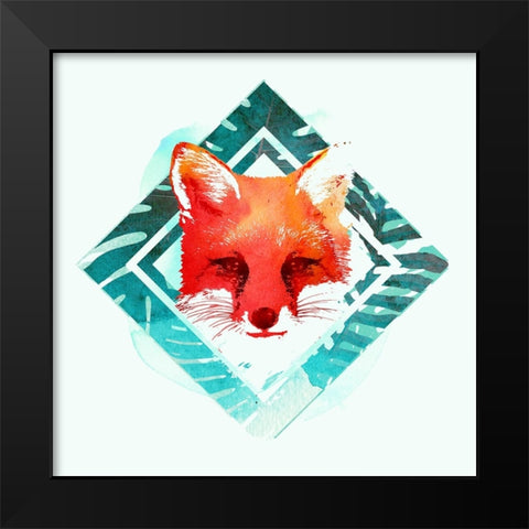 Green Fox 2 Black Modern Wood Framed Art Print by Farkas, Robert
