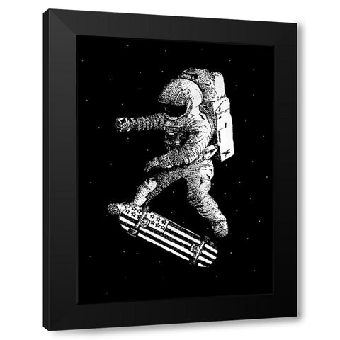 Kickflip In Space Black Modern Wood Framed Art Print by Farkas, Robert