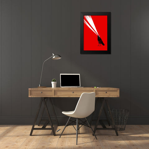 Laser Crow Black Modern Wood Framed Art Print by Farkas, Robert