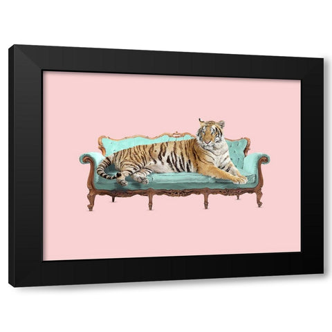 Lazy Tiger Black Modern Wood Framed Art Print by Farkas, Robert