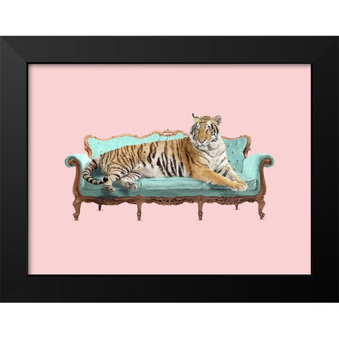 Lazy Tiger Black Modern Wood Framed Art Print by Farkas, Robert