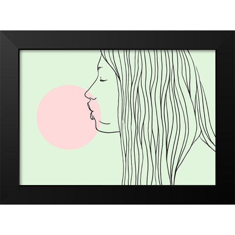 Pink Bubble Gum Black Modern Wood Framed Art Print by Farkas, Robert