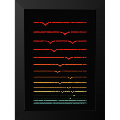 Seagull Sunset Black Modern Wood Framed Art Print by Farkas, Robert