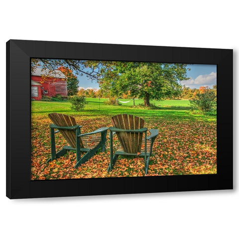 Barnyard Chairs Black Modern Wood Framed Art Print with Double Matting by Goldwitz, Robert