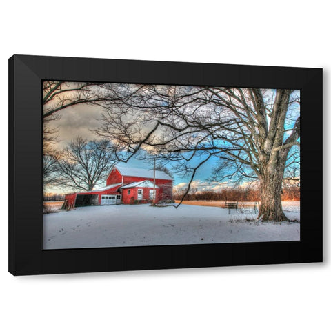 Winter Barn Black Modern Wood Framed Art Print by Goldwitz, Robert
