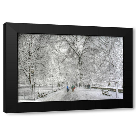 Riverside Park snow walk Black Modern Wood Framed Art Print with Double Matting by Goldwitz, Robert