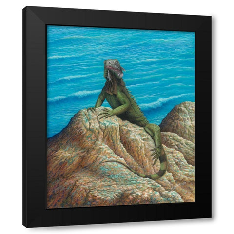Iguana Black Modern Wood Framed Art Print by Wavra, Robert