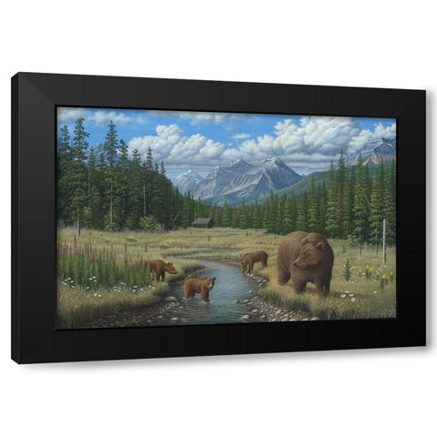 Checking Things  Out - Grizzlies Black Modern Wood Framed Art Print by Wavra, Robert