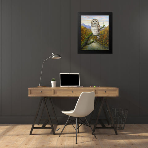 Barred Owl Black Modern Wood Framed Art Print by Wavra, Robert