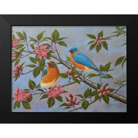 Bluebirds Black Modern Wood Framed Art Print by Wavra, Robert