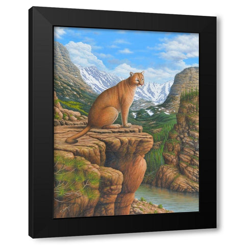 Cougar Black Modern Wood Framed Art Print by Wavra, Robert