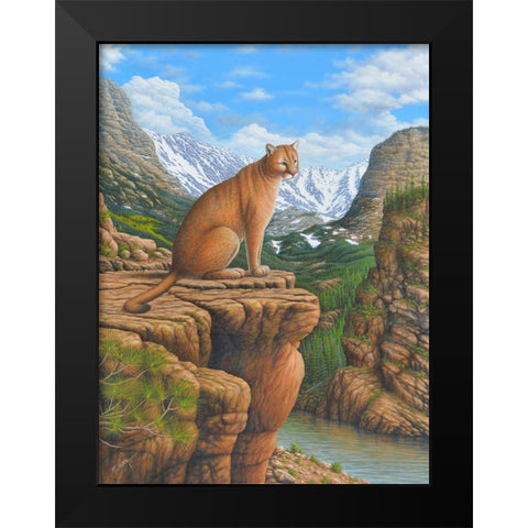 Cougar Black Modern Wood Framed Art Print by Wavra, Robert