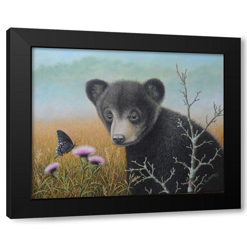 Curious Cub Black Modern Wood Framed Art Print with Double Matting by Wavra, Robert