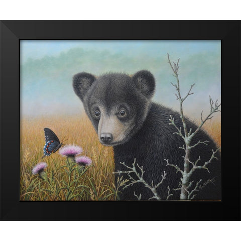 Curious Cub Black Modern Wood Framed Art Print by Wavra, Robert