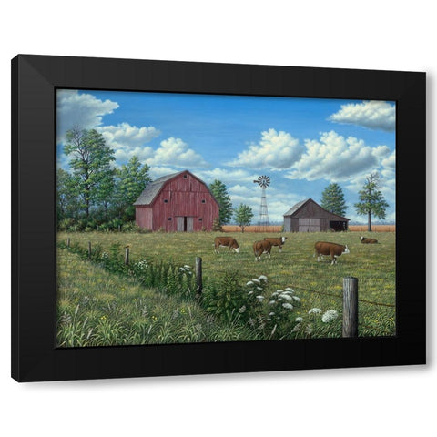 Grazing Cattle Black Modern Wood Framed Art Print by Wavra, Robert