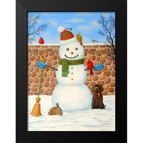 Snowman Black Modern Wood Framed Art Print by Wavra, Robert