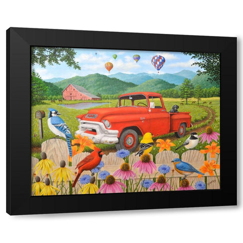 The Red Truck Black Modern Wood Framed Art Print with Double Matting by Wavra, Robert