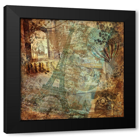 Destination Paris Black Modern Wood Framed Art Print with Double Matting by Sasha