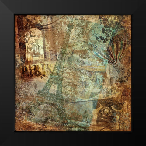 Destination Paris Black Modern Wood Framed Art Print by Sasha