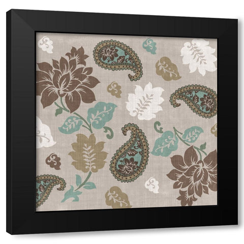 Paisley Floral I Black Modern Wood Framed Art Print by Sasha